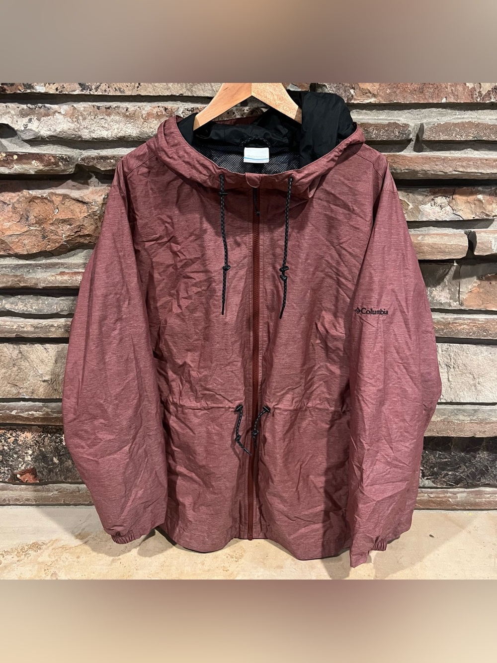 Columbia Lillian Ridge Hooded Rain Shell Jacket in Heather Maroon
